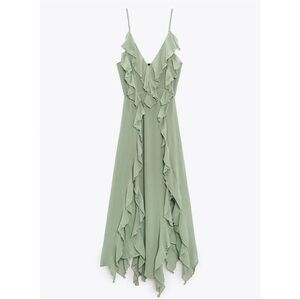 Zara light green ruffle dress
